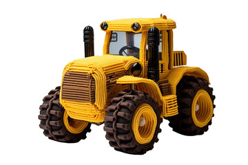 Fototapeta premium Sunlit Cornfields and a Toy Tractor on White or PNG Transparent Background.