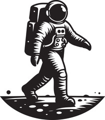 Astronaut in spacesuit and helmet silhouette isolated on a white background