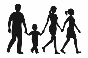 
family silhouette vector isolated on white background, happy family silhouette collection, vector illustration
