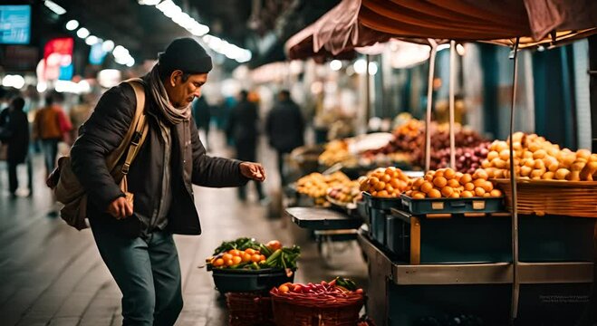 Street market in the subway.