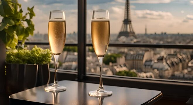 Champagne glasses in Paris.