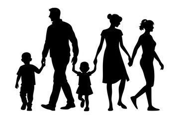 
family silhouette vector isolated on white background, happy family silhouette collection, vector illustration
