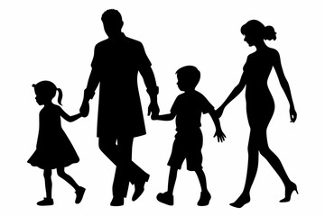 
family silhouette vector isolated on white background, happy family silhouette collection, vector illustration
