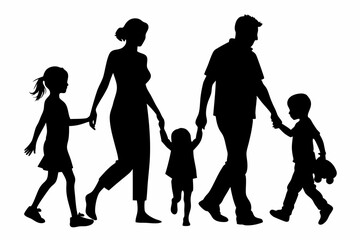 
family silhouette vector isolated on white background, happy family silhouette collection, vector illustration
