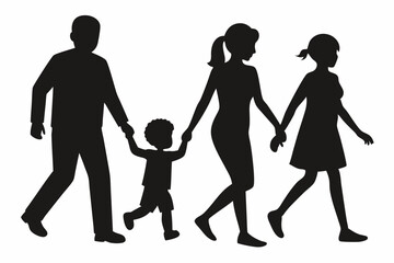 
family silhouette vector isolated on white background, happy family silhouette collection, vector illustration
