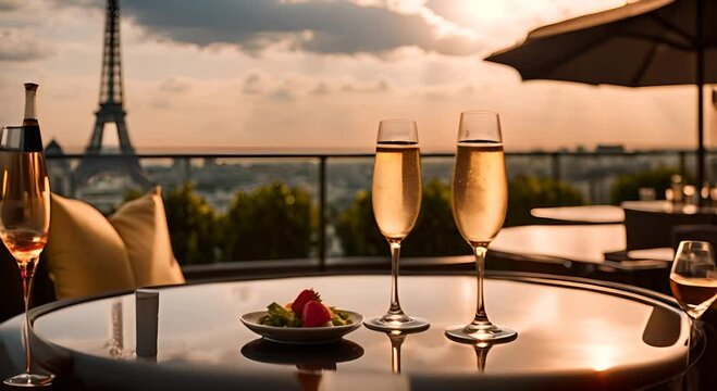 Champagne glasses in Paris.