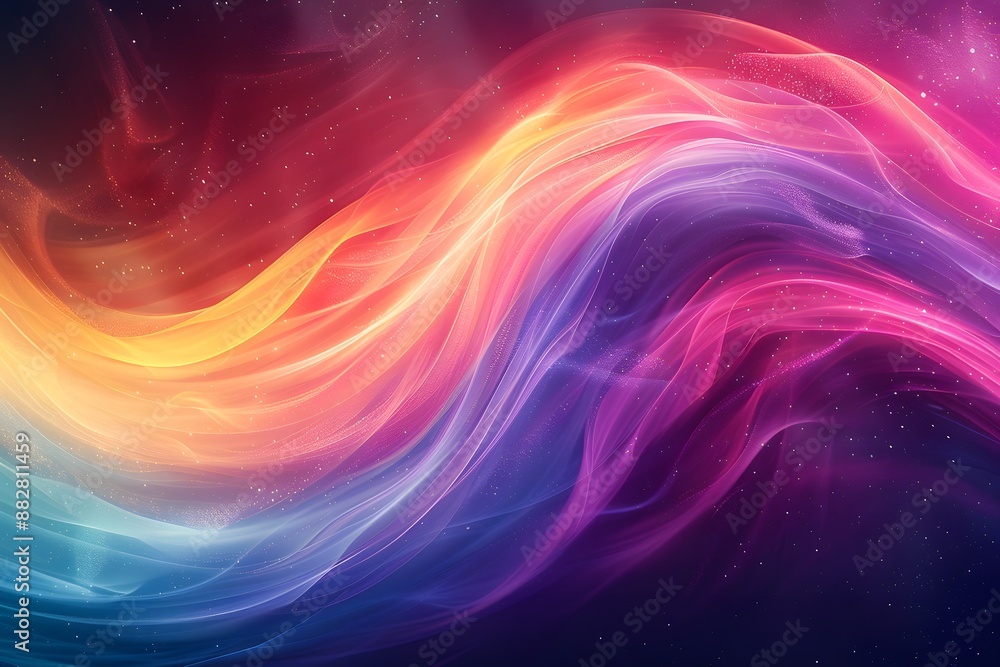 Poster vibrant abstract waves of color in a cosmic setting