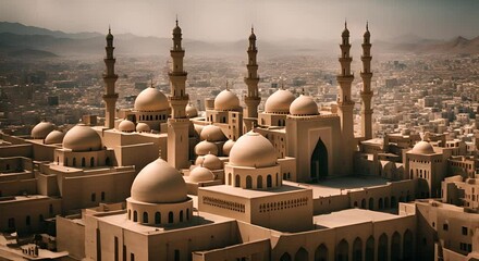 Arab city with mosques.