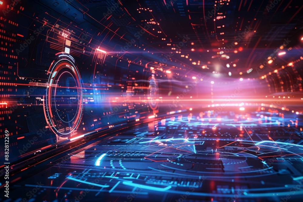 Aufkleber digital interface: futuristic technology and network