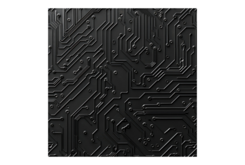Photo of black seamless circuit board isolated on transparent background