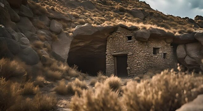 House in a cave. Cave house.