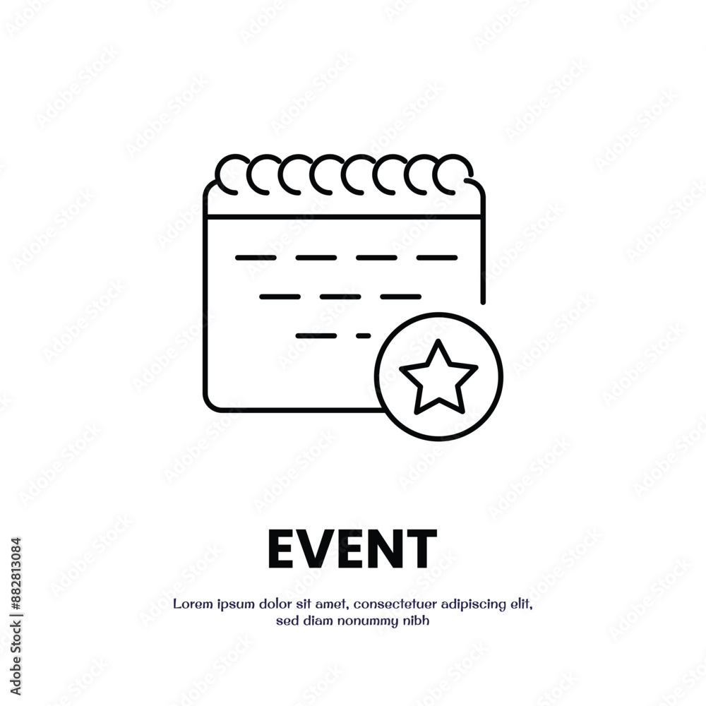 Poster event date thin outline icon vector design good for web or mobile app