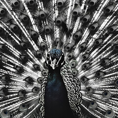 peacock feather on black