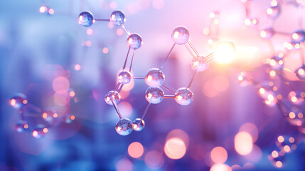 A macro shot of niacinamide molecules merging with skin cells, showing a smooth, hydrated complexion
