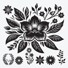 Fototapeta premium Hand Drawn Floral Ornaments and Decoration Elements Collection