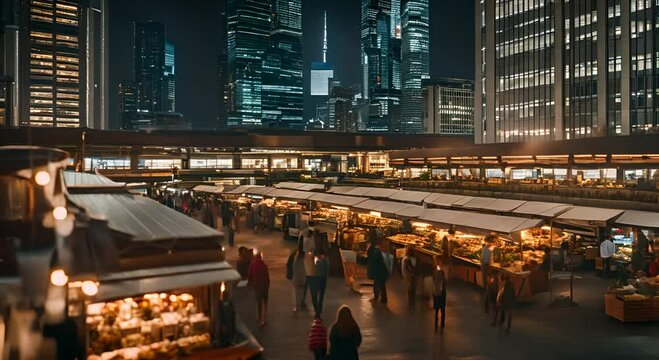 Street market in a city.