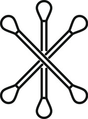 Line art icon of five cotton buds crossing each other forming a star shape