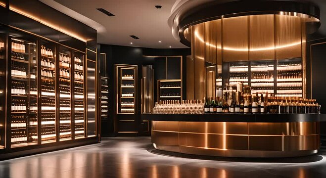 Interior of a champagne store.