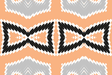 African Ikat Paisley Embroidery Pattern on Black Background, Traditional Seamless Geometric Pattern, Aztec Abstract Pattern.