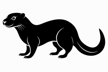 otter silhouette, otter line art black white vector illustration

