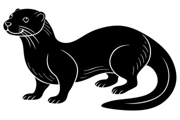 otter silhouette, otter line art black white vector illustration

