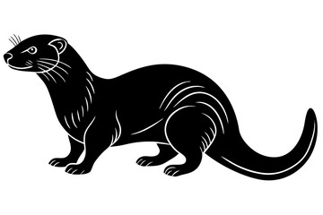 otter silhouette, otter line art black white vector illustration

