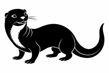 otter silhouette, otter line art black white vector illustration

