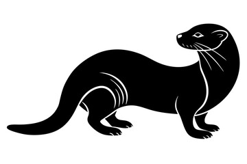 otter silhouette, otter line art black white vector illustration

