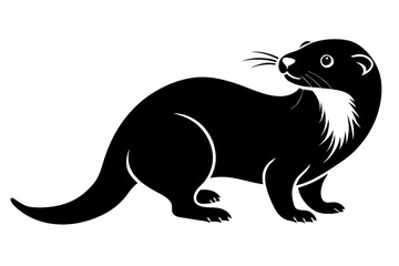 otter silhouette, otter line art black white vector illustration

