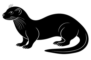 otter silhouette, otter line art black white vector illustration


