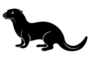 otter silhouette, otter line art black white vector illustration

