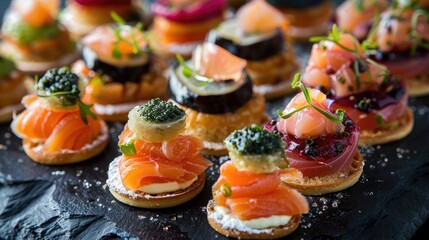 Elegant canapes and appetizers from a catering service for social events weddings and corporate events