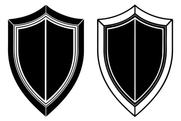 


Shield icon set in vintage style. Protect shield security icons. Shield badge quality symbol. Collection of security shield icons. Vector illustration