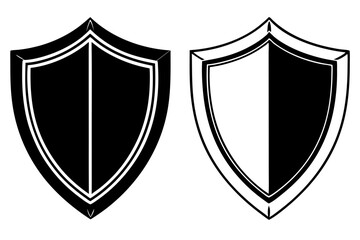 


Shield icon set in vintage style. Protect shield security icons. Shield badge quality symbol. Collection of security shield icons. Vector illustration