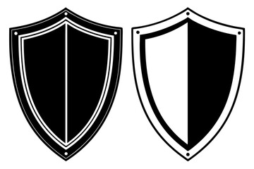 


Shield icon set in vintage style. Protect shield security icons. Shield badge quality symbol. Collection of security shield icons. Vector illustration