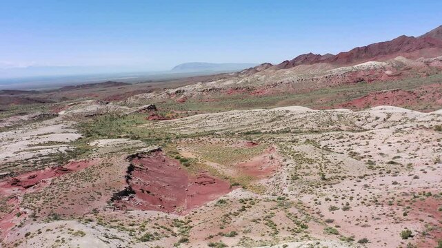 Drone Orbit over Katatau Mountains in Altyn Emel National Park in Kazakhstan