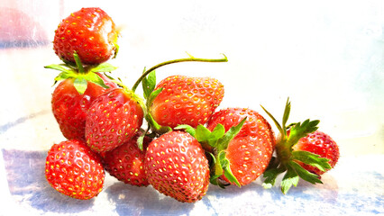 red, ripe, juicy, freshly picked strawberries
