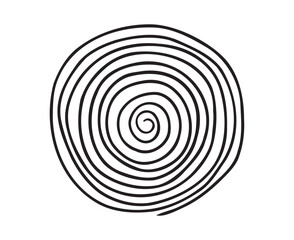 Hand drawn spiral line circle doodle texture. Modern abstract black round shape Hand drawn organic vector