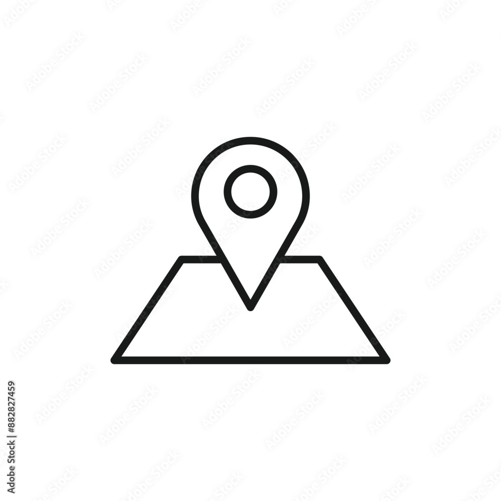 Poster pin map location vector line icon.