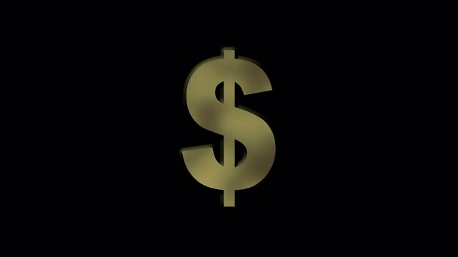Metallic Gold US Dollar financial currency Symbol with lighting effect [4K]