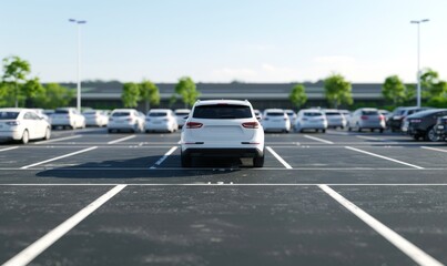 White Car in Parking Lot