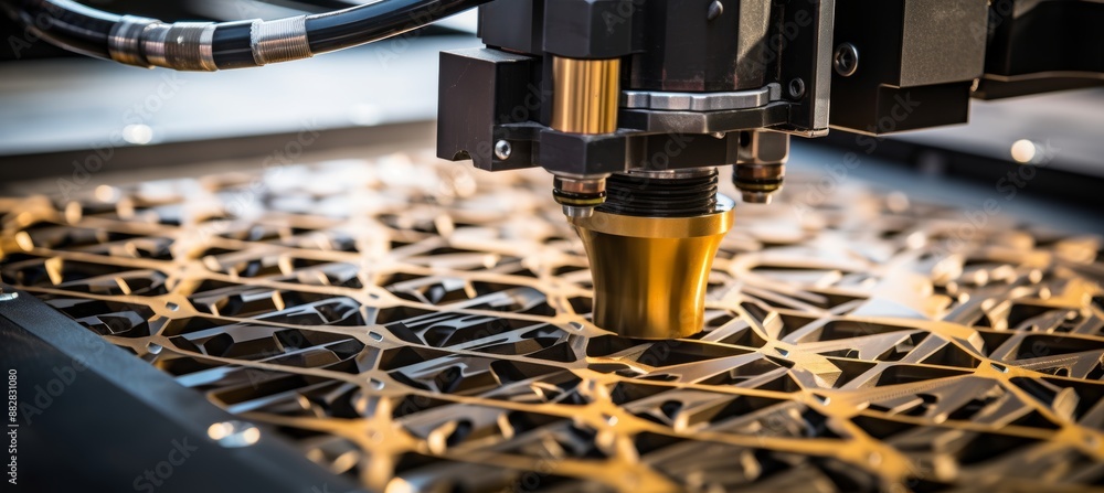Poster cnc machine crafting robust object from composite material, showcasing durability and flexibility
