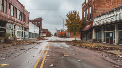 Obraz premium abandoned urban city ghost town with empty streets 
