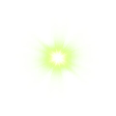 Green Bright Shiny Flash. Glow Star Burst