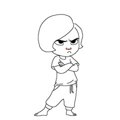 The character standing with arms crossed