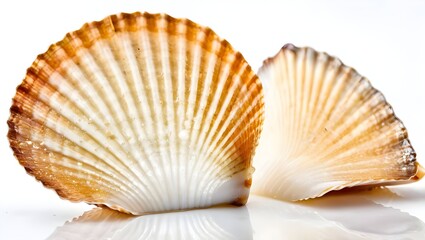 Obraz premium Scallop isolated on white background, Scallop animal on white, Scallop animal photography