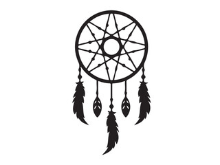 Dream catcher silhouette in isolated on white vector