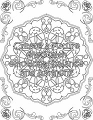 Printable mandala coloring page for kids and adults with motivational quote for self love and self care. it helps to succeed and struggle against life to enjoy the tough journey

