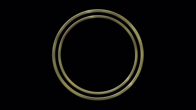 Liquid gold rings circular border or frame element with transparent background alpha channel overlay [4K]