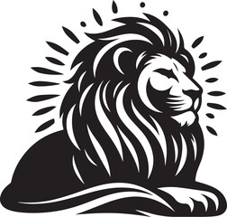 Obraz premium Lion silhouette isolated on white background. black and white vector